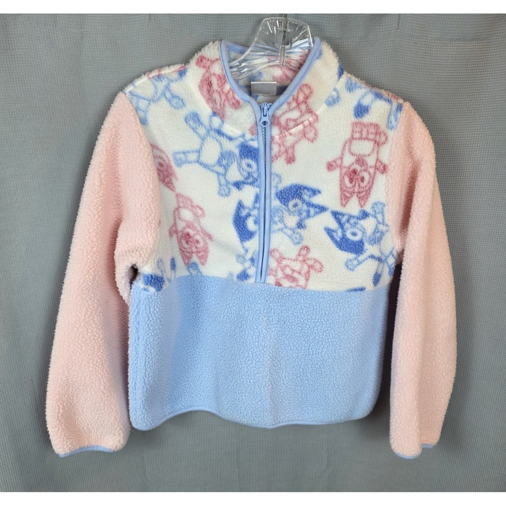 Youth Bluey Size XL Cozy 1/2 Zip Pink Blue Fleece Excellent Condition‎